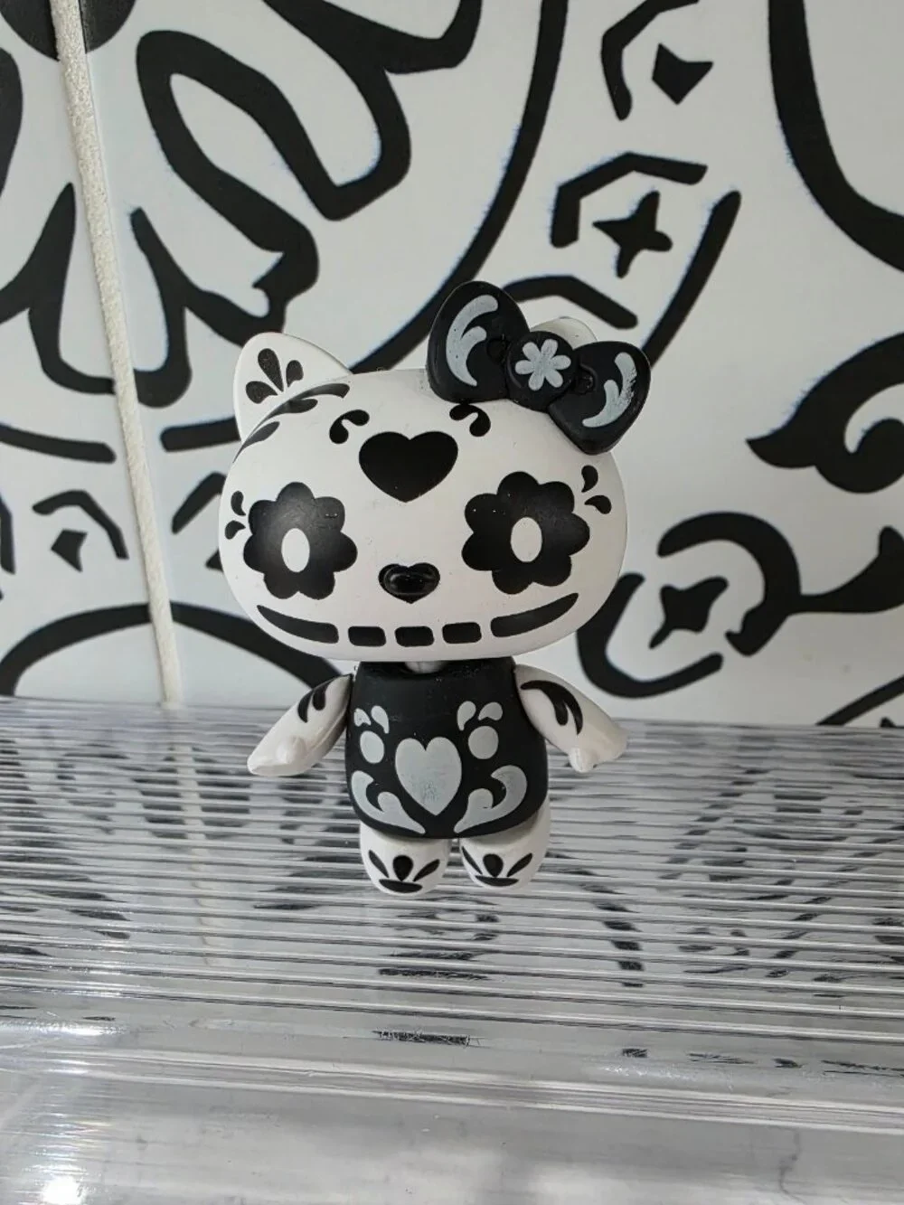 Hello Kitty Black Skull Version Revoltech Rare Figure Jointed Black & White